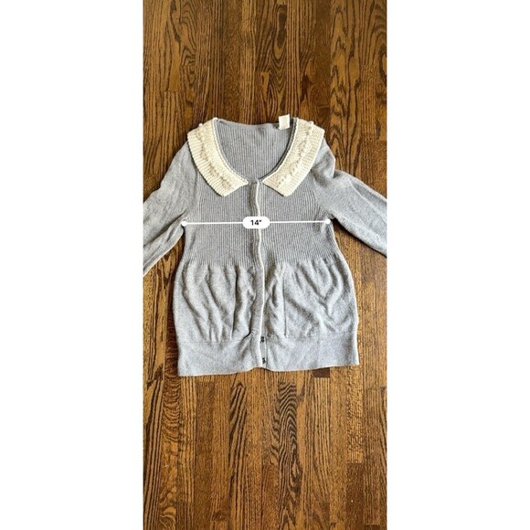 Anthropologie Field & Flower Gray Ivory Cardigan Sweater, Size Small - Picture 5 of 7